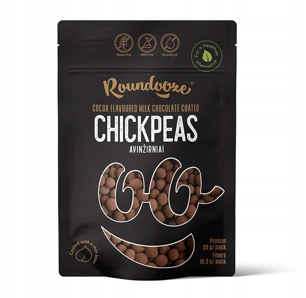 ROUNDOOZE Ciecierzyca w polewie z mlecznej czekolady o smaku kakaowym 150g - (15135069887)